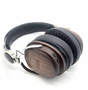 Premium Wireless Bluetooth Headphone with Microphone and Volume Control Wooden Headset