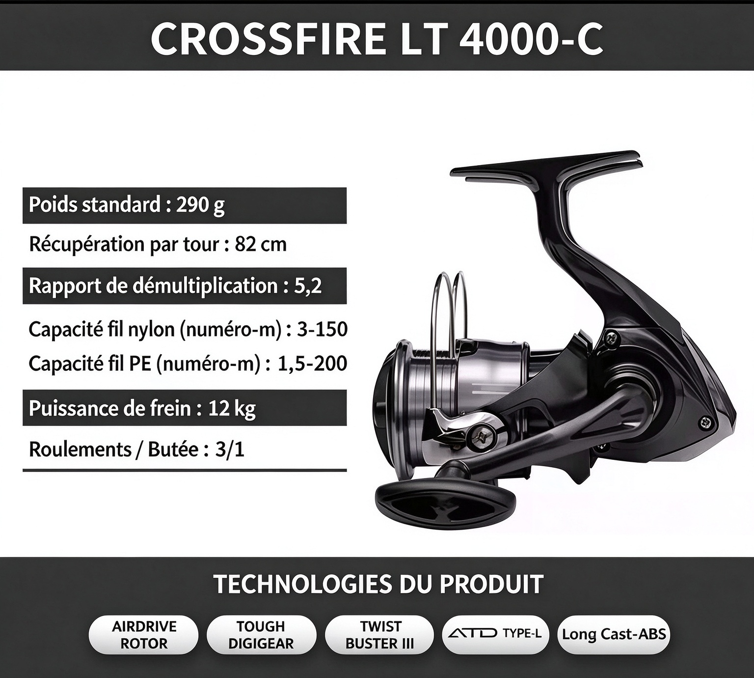 Moulinet Spinning DAIWA CROSSFIRE LT 4000-C